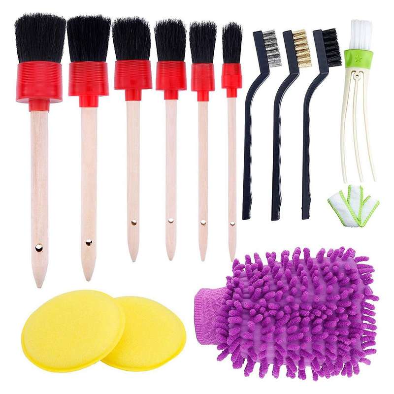 13 Pcs Car Detailing Brush Kit for Cleaning Wheels, Dashboard, Interior, Exterior, Leather, Air Vent