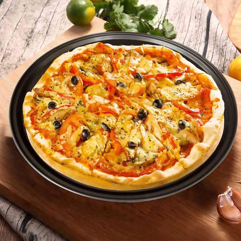 13 Inch Pizza Pan Deep Dish Hard Coating Microwave Crispers Commercial Grade Kitchen Baking Tray Ro