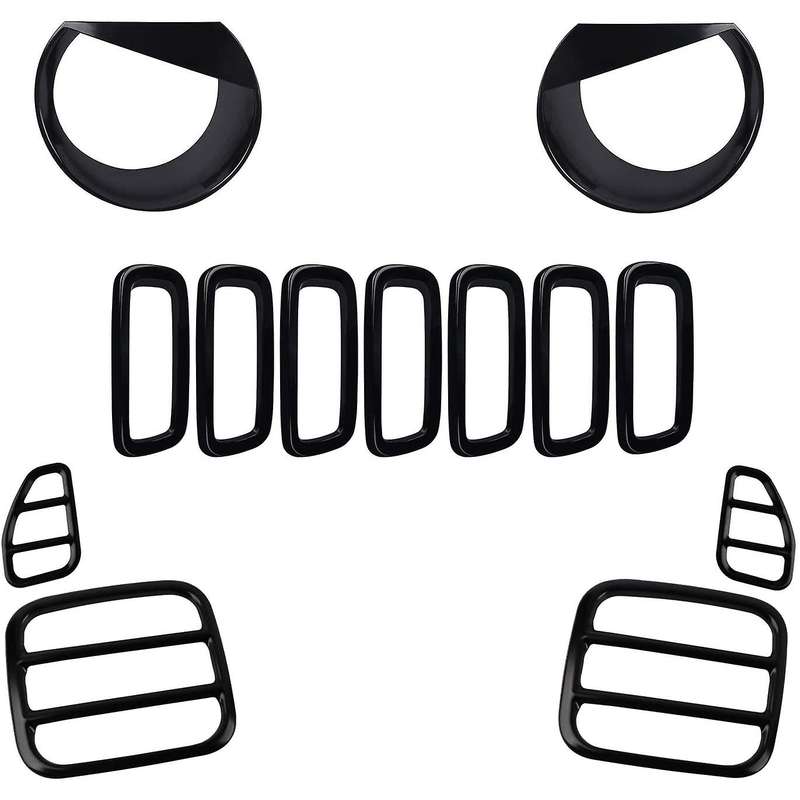 13 PCS Tail Light Covers & Front Mesh Grille Grill Inserts & Headlight Trim Decoration Kit for 2015-