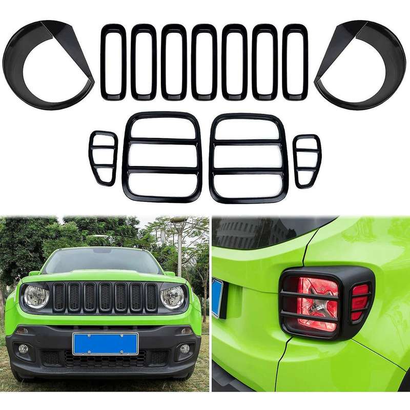 13 PCS Tail Light Covers & Front Mesh Grille Grill Inserts & Headlight Trim Decoration Kit for 2015-