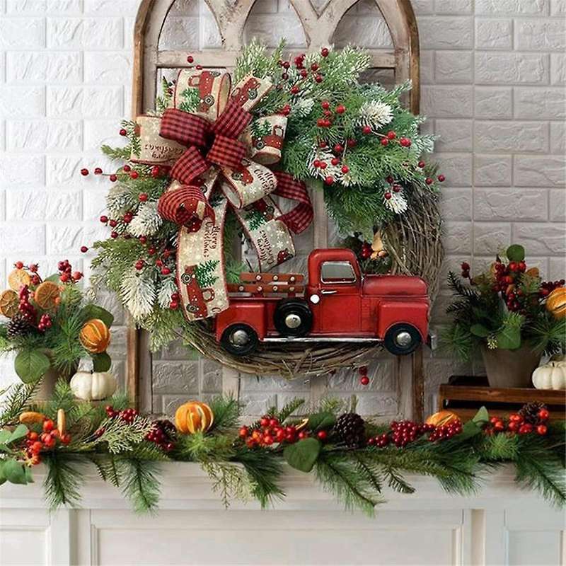 13.8 Inch Christmas Wreath Decor Garland Artificial Flower Wreath Perfect for Christmas and New Year