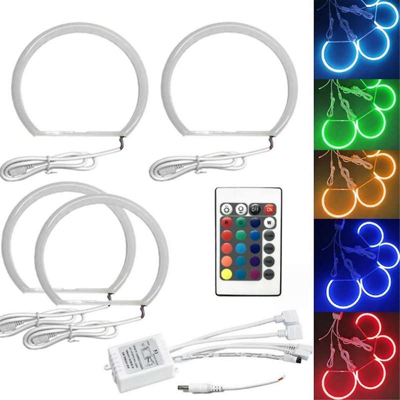 131mm Multi-Color RGB Car Angel Eyes LED Light Half Circle Halo for 3-Series E36 1990-2000 E46 Headl