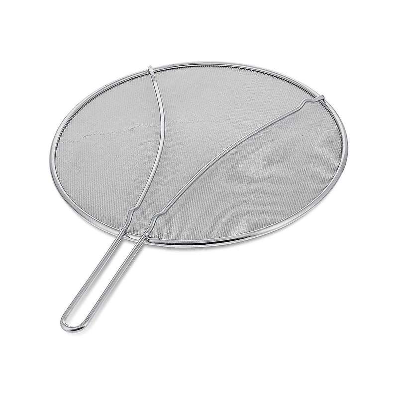 13inch Stainless Steel Fine Mesh Splatter Screen with Resting Feet Kitchen Oil Spill Prevention Net