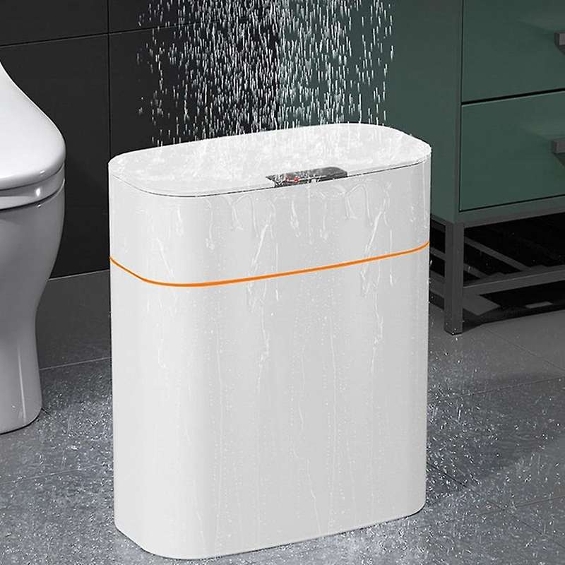 13L Dustbin Electric Automatic Rubbish Can USB Waterproof Dustbin Home Induction Garbage Bin(White)
