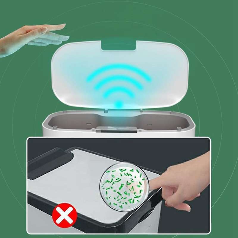 13L Dustbin Electric Automatic Rubbish Can USB Waterproof Dustbin Home Induction Garbage Bin(White)