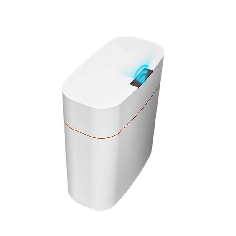 13L Dustbin Electric Automatic Rubbish Can USB Waterproof Dustbin Home Induction Garbage Bin(White)