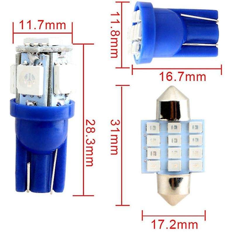 13X Car Interior LED Lights for Dome License Plate Lamp 12V Car Accessories Kit