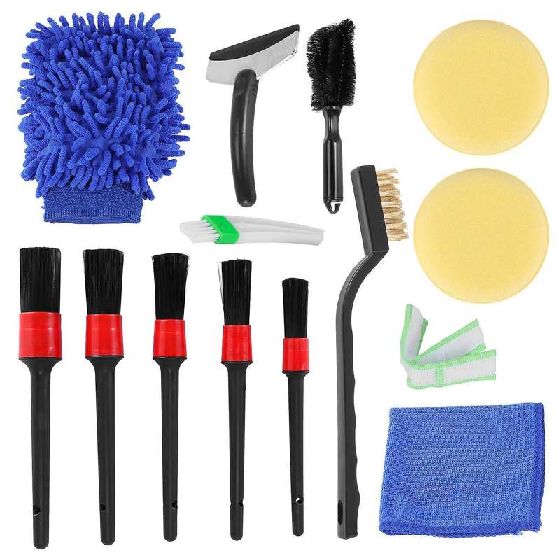 13pcs Detailing Brush Set Car Cleaning Brushes Car Interior Washing Kit Tool for Car Air Vents Rim