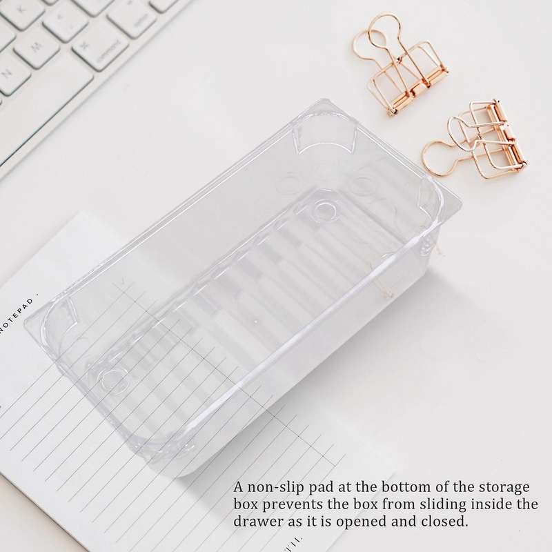 14 Desk Drawer Organiser Trays, Clear Drawer Dividers Makeup Cosmetic Organizers for Bedroom Kitche