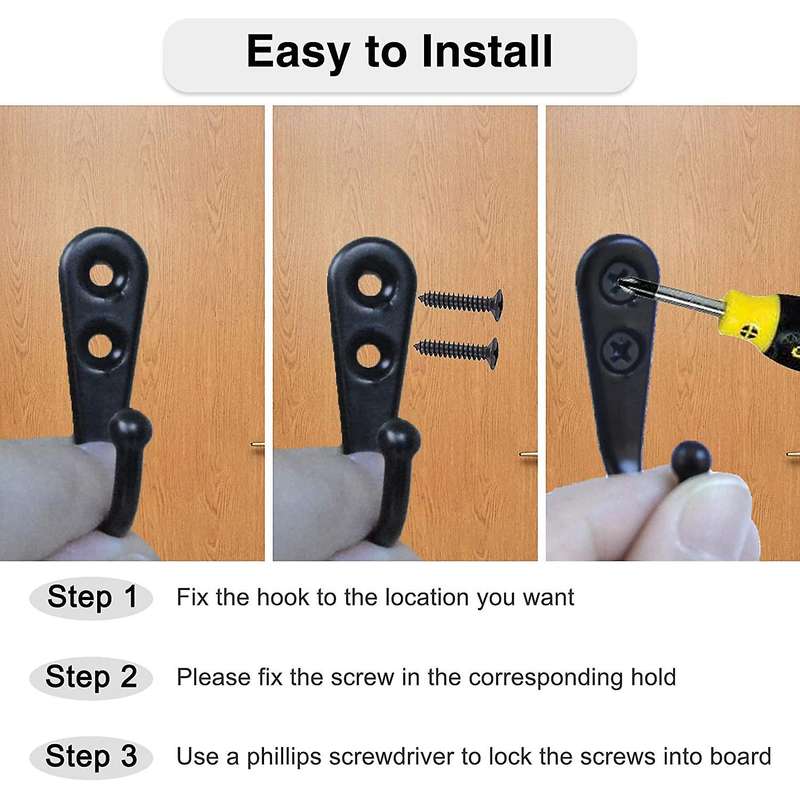 14 PCS Wall Mounted Hooks Coat Hooks Door Robe Hook for Hanging Towel Hat Key Cup Single Metal Hook