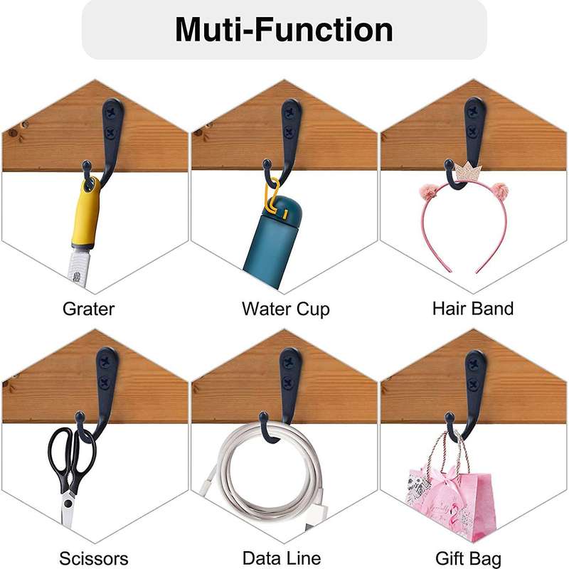14 PCS Wall Mounted Hooks Coat Hooks Door Robe Hook for Hanging Towel Hat Key Cup Single Metal Hook