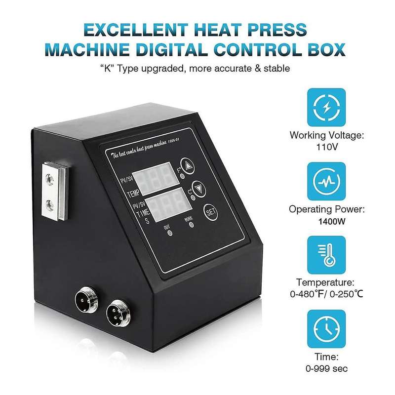 1400w Heat Press Machine Digital Box for 15x15 Inch K-type Heat Press Machine,double Hole Led Heat