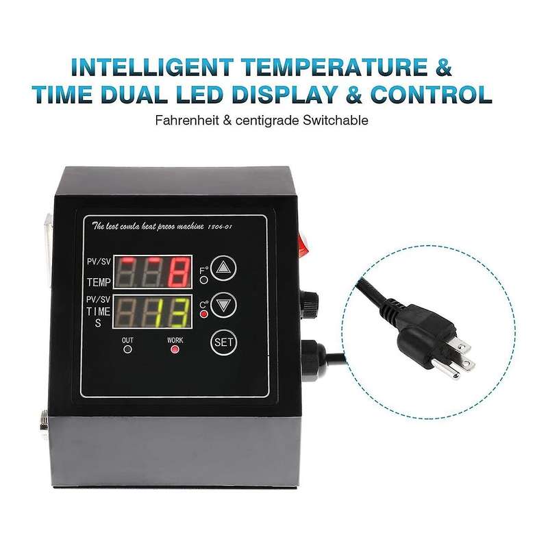 1400w Heat Press Machine Digital Box for 15x15 Inch K-type Heat Press Machine,double Hole Led Heat