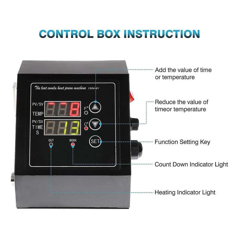1400w Heat Press Machine Digital Box for 15x15 Inch K-type Heat Press Machine,double Hole Led Heat