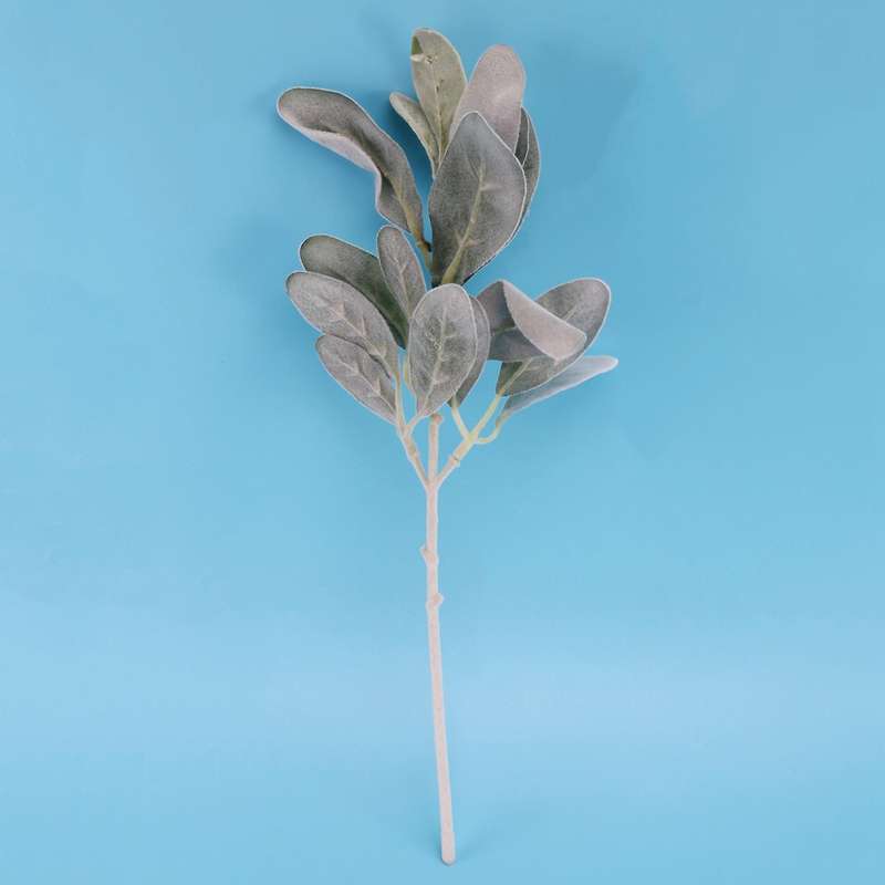 14pcs Artificial Flocked Greenery Leaves Short Stems,faux Lambs Ear Greenery Urn Filler Greenery Pl