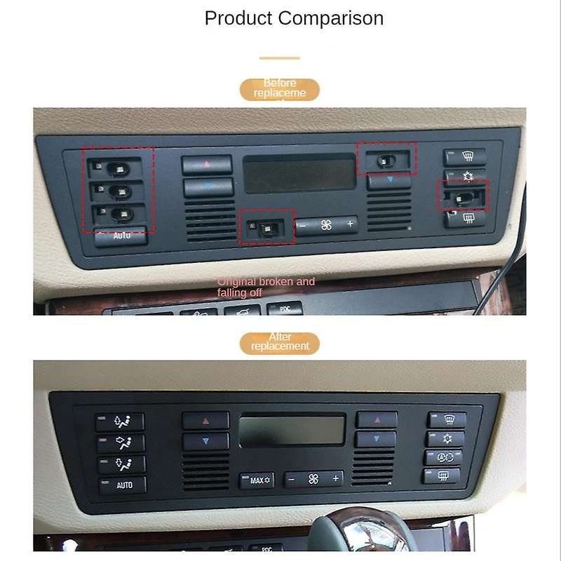 14Pcs Car Climate Control Conditioning Switch Button Covers for X5 E53 1999-2006 E39 1996-2002 64116