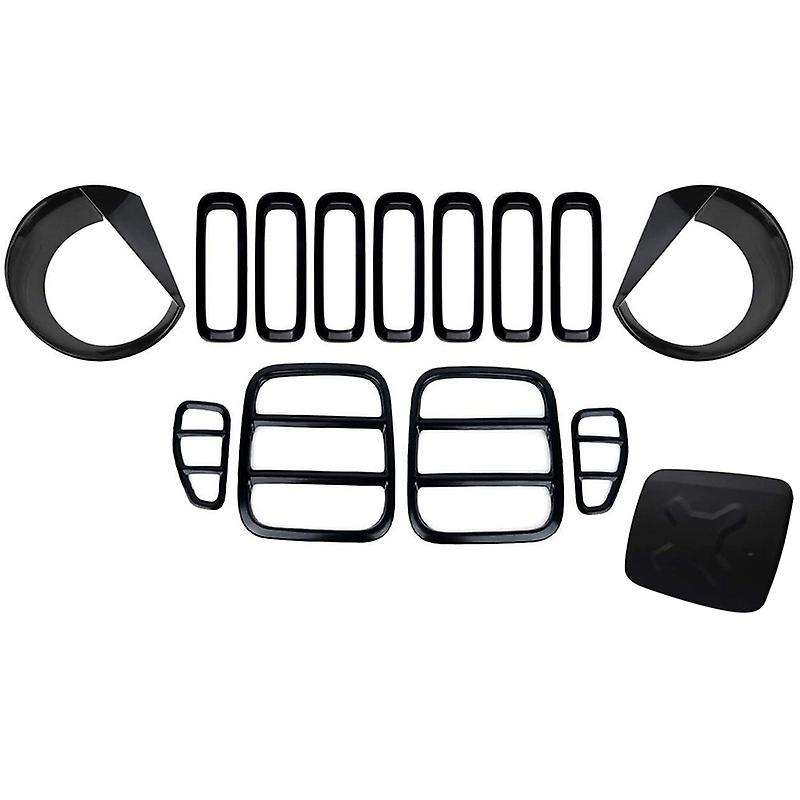 14PCS Fuel Filler Cap, Front Mesh Grilles, Headlight and Taillight Covers for 2015 2016 2017 2018