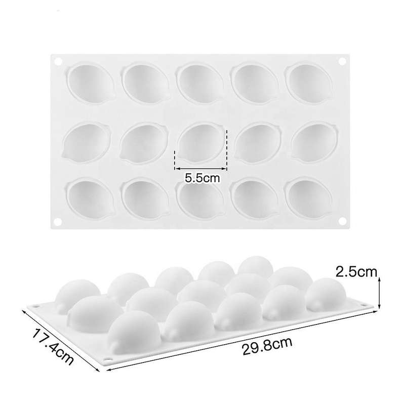 15 Cavity Lemon Shaped Fruit Silicone Mold Cake Mousse Cake Mold Baking French Dessert Cake Decorati