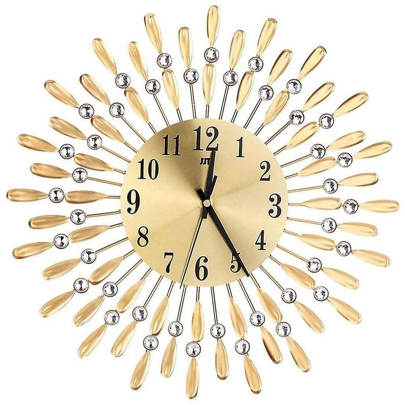 15 Inch 3d Wall Clock Shiny Rhinestone Style (gold)
