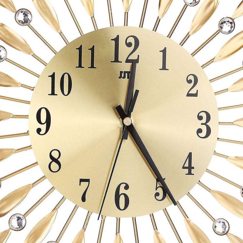 15 Inch 3d Wall Clock Shiny Rhinestone Style (gold)