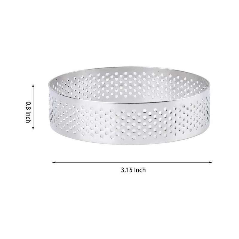 15 Pack Stainless Steel Tart Ring, Heat-Resistant Perforated Cake Mousse Ring, Round Ring Baking Do