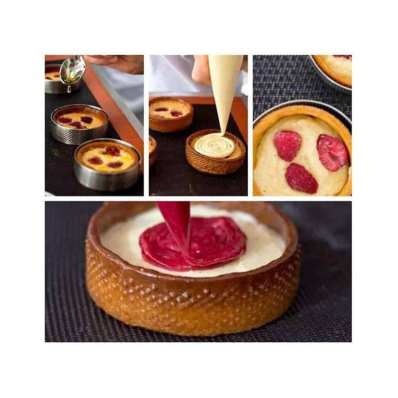 15 Pack Stainless Steel Tart Ring, Heat-Resistant Perforated Cake Mousse Ring, Round Ring Baking Do