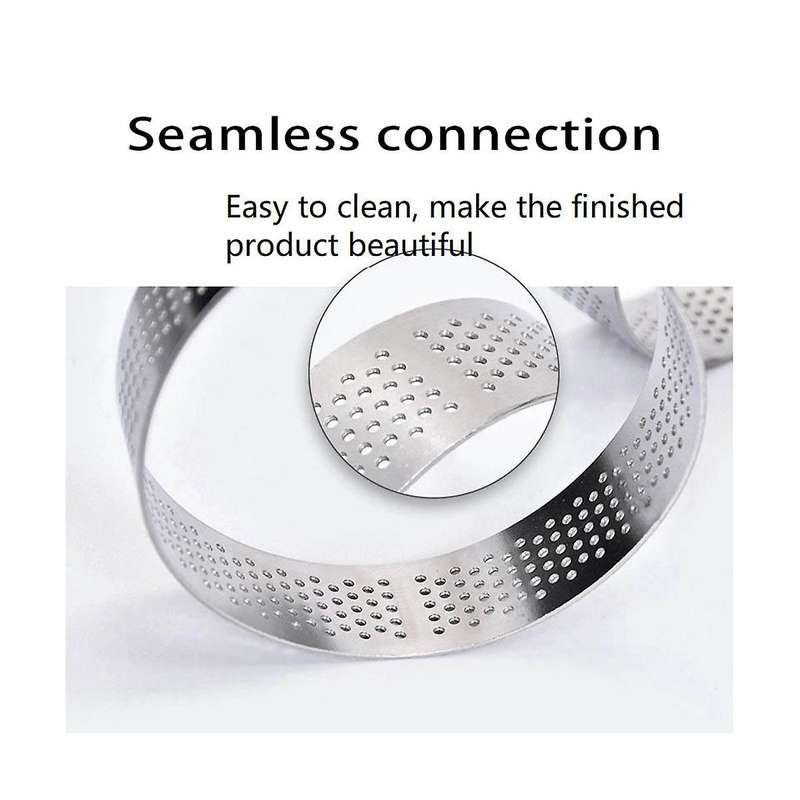 15 Pack Stainless Steel Tart Ring, Heat-Resistant Perforated Cake Mousse Ring, Round Ring Baking Do
