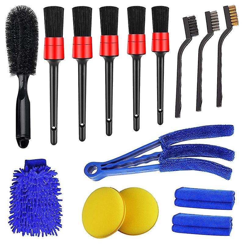 15 PCS Car Detailing Brush Set,Car Interior Cleaning Kit Includes Detail Brushes, Wheel Brush, Wheel