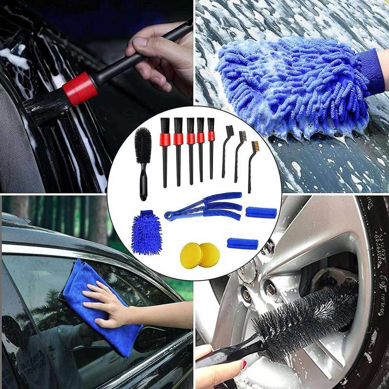 15 PCS Car Detailing Brush Set,Car Interior Cleaning Kit Includes Detail Brushes, Wheel Brush, Wheel