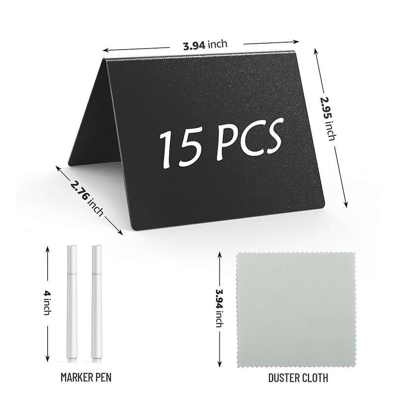 15 PCS 4 X 3 Inch Mini Chalkboard Signs for Food, Reusable Drink & Food Labels for Buffet, Party and