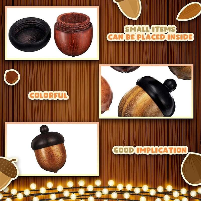15 Pcs Miniature Wood Charms Detachable Wooden Pendant 3 Colors Shaped Wood Nut Box for Jewelry Maki