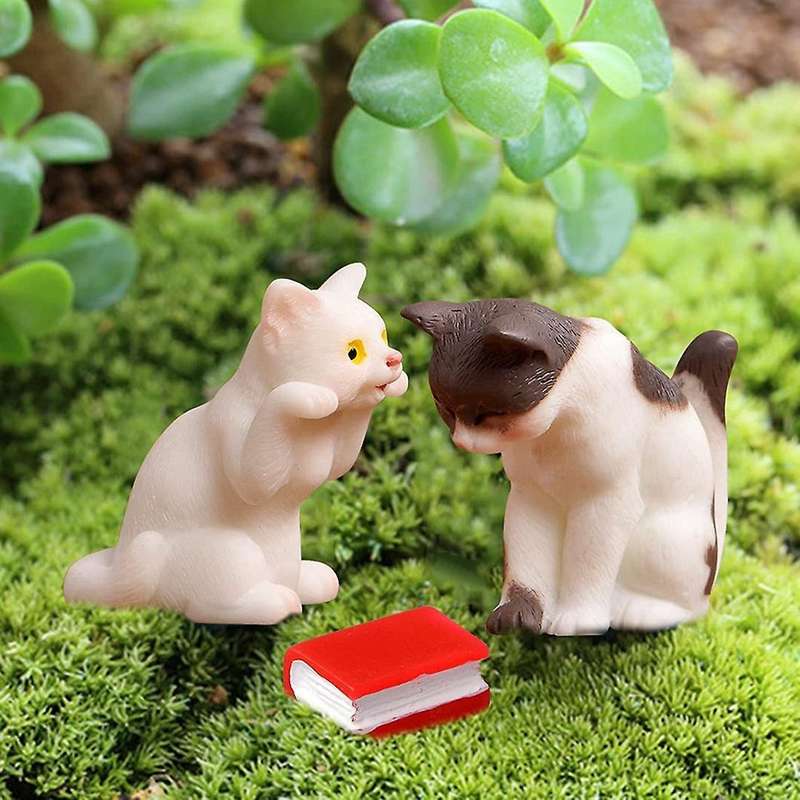 15 Pcs Miniature Cat Figurines Landscape Decoration Mini Animals Figurines DIY Garden Ornament Cake