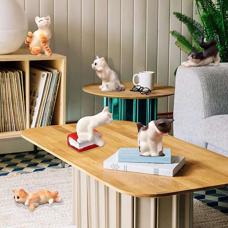15 Pcs Miniature Cat Figurines Landscape Decoration Mini Animals Figurines DIY Garden Ornament Cake