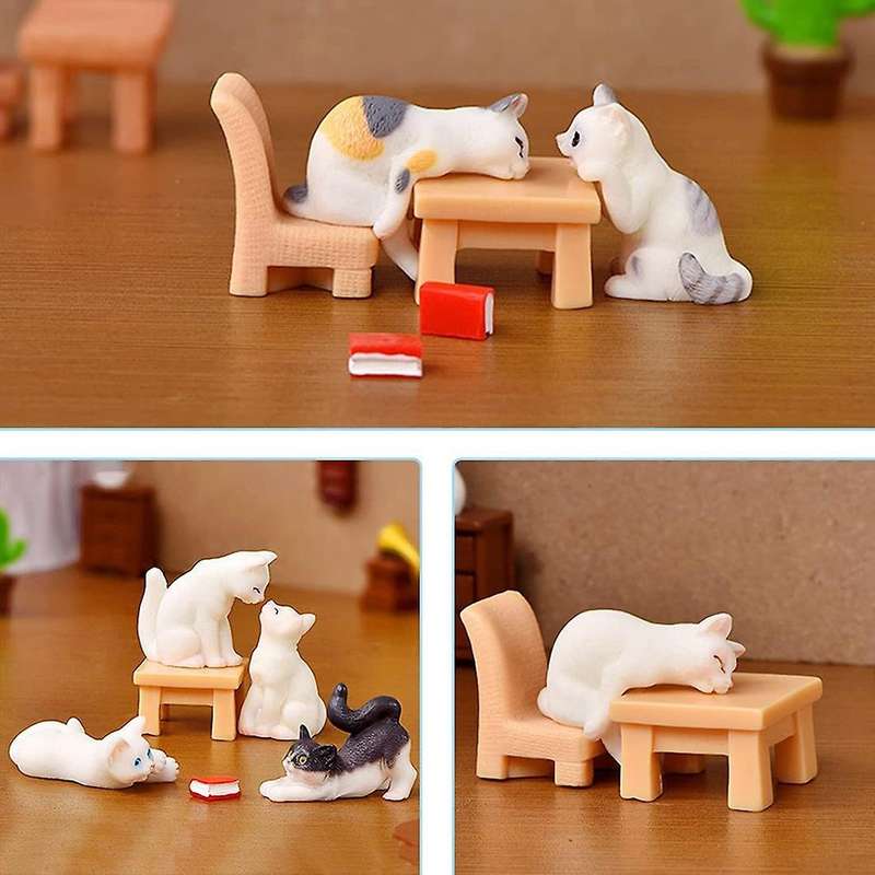 15 Pcs Miniature Cat Figurines Landscape Decoration Mini Animals Figurines DIY Garden Ornament Cake