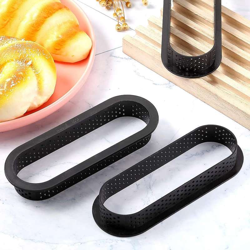 15 Pcs Oval Tart Rings Food Grade Plastic Heat-resistant Perforated Cake Mousse Ring Non Stick Bake