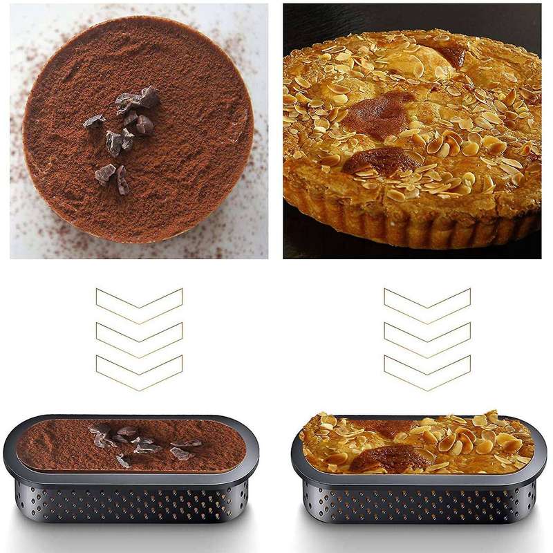 15 Pcs Oval Tart Rings Food Grade Plastic Heat-resistant Perforated Cake Mousse Ring Non Stick Bake