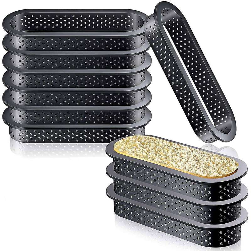 15 Pcs Oval Tart Rings Food Grade Plastic Heat-resistant Perforated Cake Mousse Ring Non Stick Bake