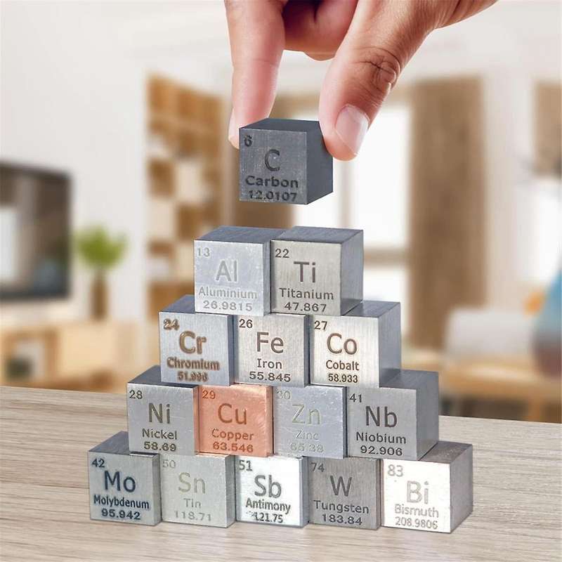 15 Piece Elements Square Set 10mm Density Square Metal Periodic Table Metal Square Elements Series