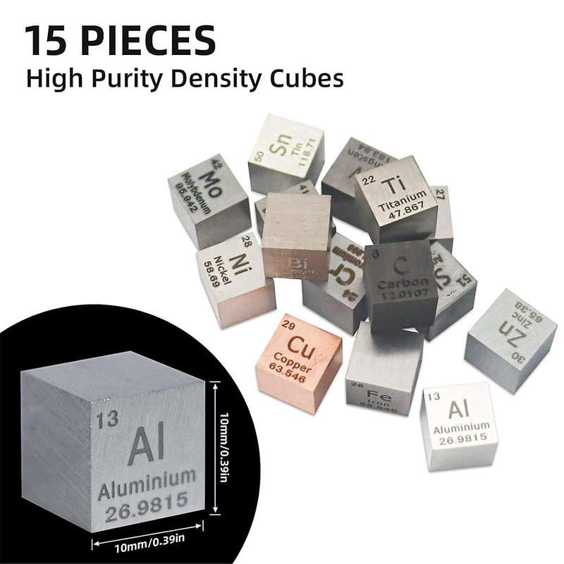 15 Piece Elements Square Set 10mm Density Square Metal Periodic Table Metal Square Elements Series