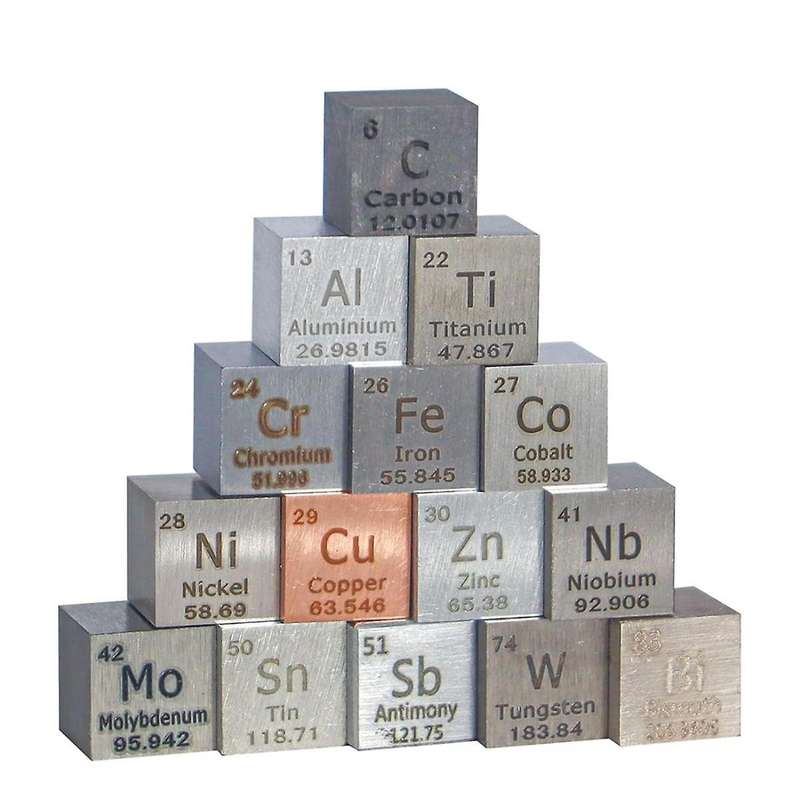 15 Piece Elements Square Set 10mm Density Square Metal Periodic Table Metal Square Elements Series