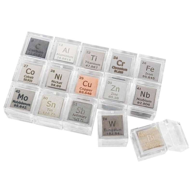 15 Piece Elements Square Set 10mm Density Square Metal Periodic Table Metal Square Elements Series