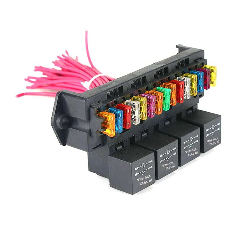 15 Way Blade Fuse Box Block Holder with 4 Way 12v 40a Relay Car Truck Universal Automotive Relay Ho