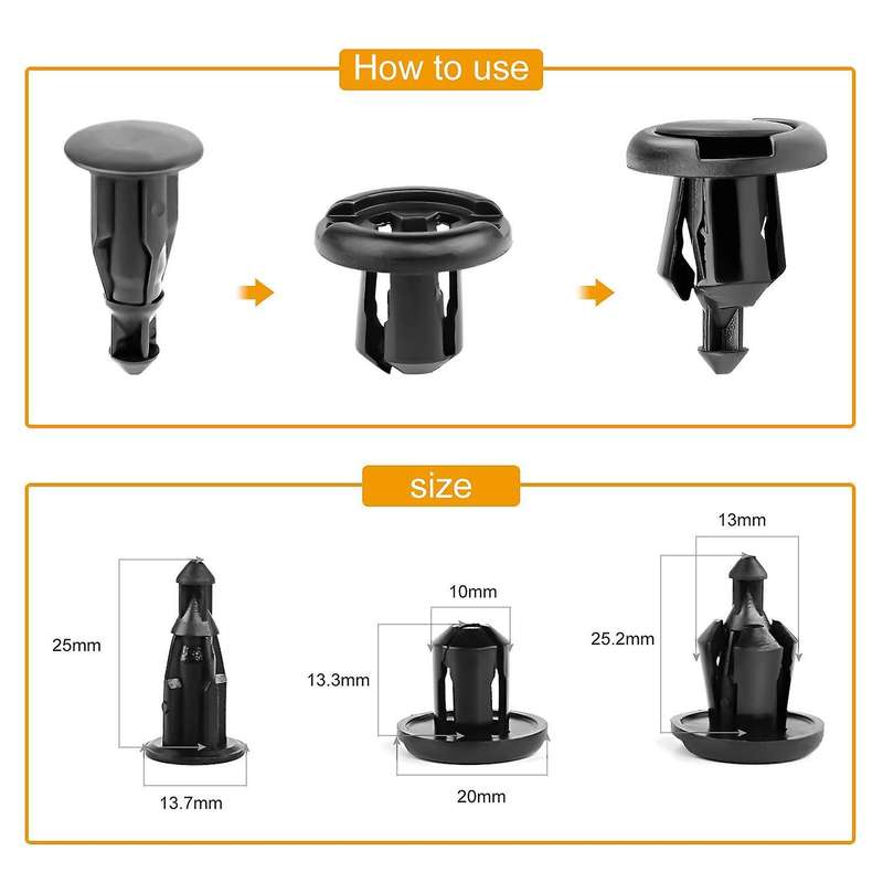 150 Pcs Push-Type Bumper Fasteners Rivet Clips-2 Sizes Universal Auto Clips & Fastener for Bumper Cl