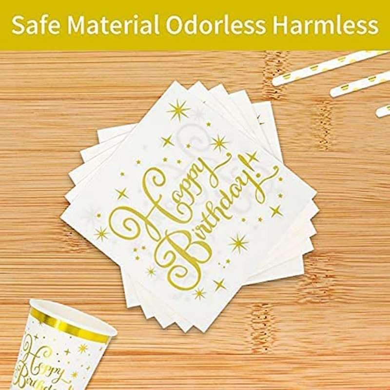 150 Pcs Happy Birthday ,Birthday Disposable Tableware Paper Cups Paper Plates Napkins Paper Tablewar