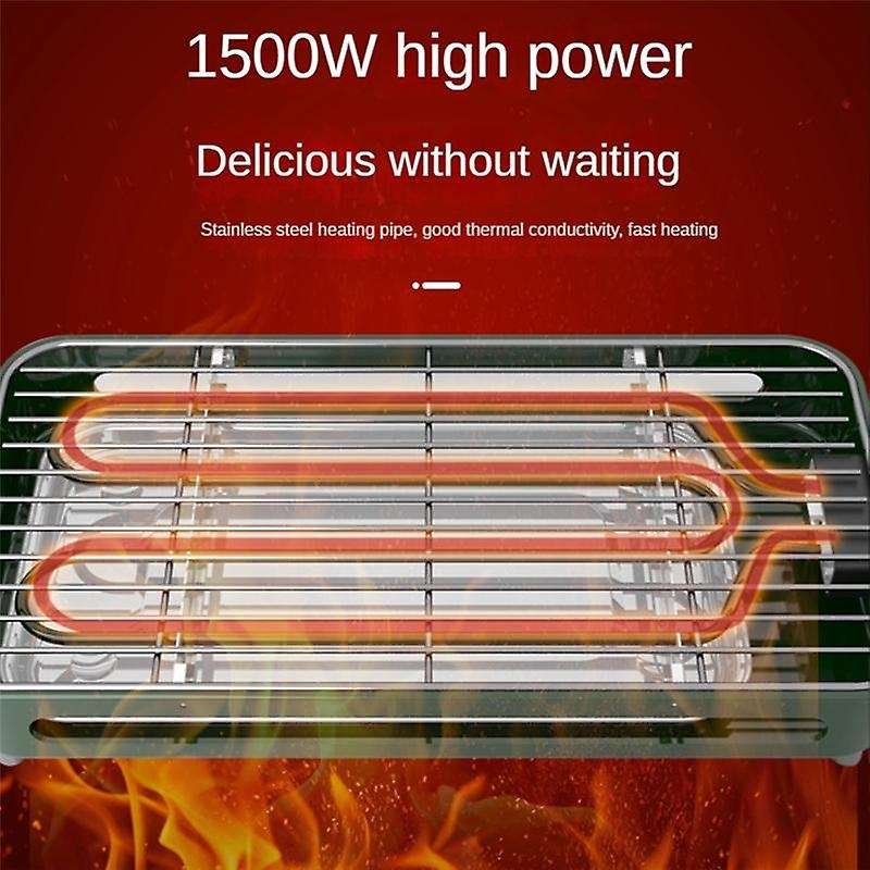 1500W Electric Grills Pan Korean BBQ Grill Non Stick Smokeless Barbecue Machine Rotisserie Roaster E