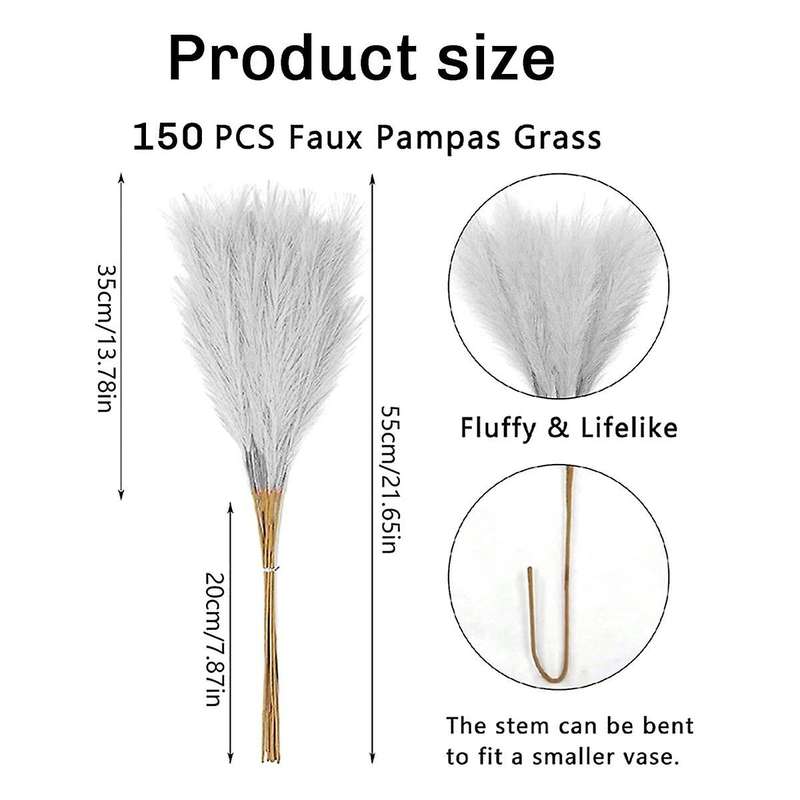 150PCS Faux Grass Decor 55cm Tall Artificial Grass Pompous Floral Fake Plants Floor Vase Filler for