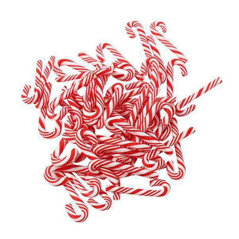 150Pcs Red and White Handmade Christmas Candy Cane Miniature Food Home Decor Clay Candy Cane