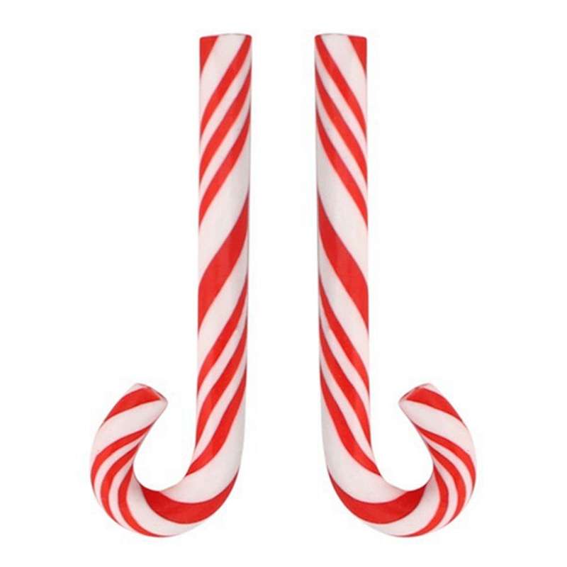 150Pcs Red and White Handmade Christmas Candy Cane Miniature Food Home Decor Clay Candy Cane