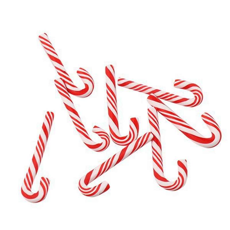150Pcs Red and White Handmade Christmas Candy Cane Miniature Food Home Decor Clay Candy Cane