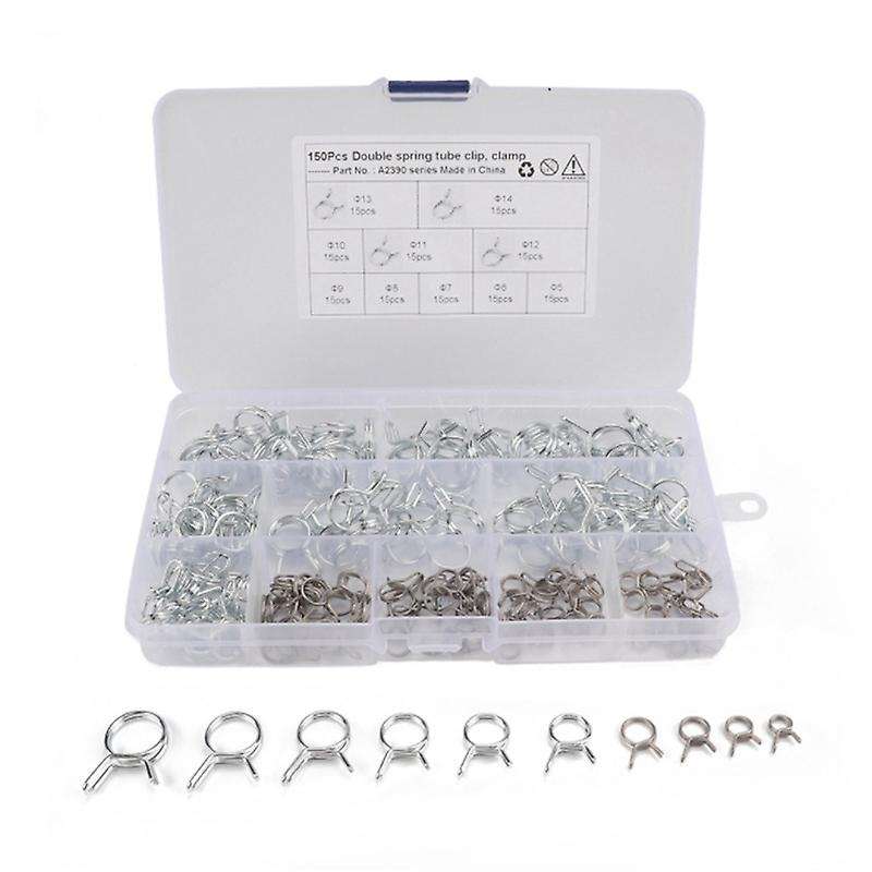 150Pcs/Set Stainless Steel Spring Clip Hose Clamp Fastener Fuel Line